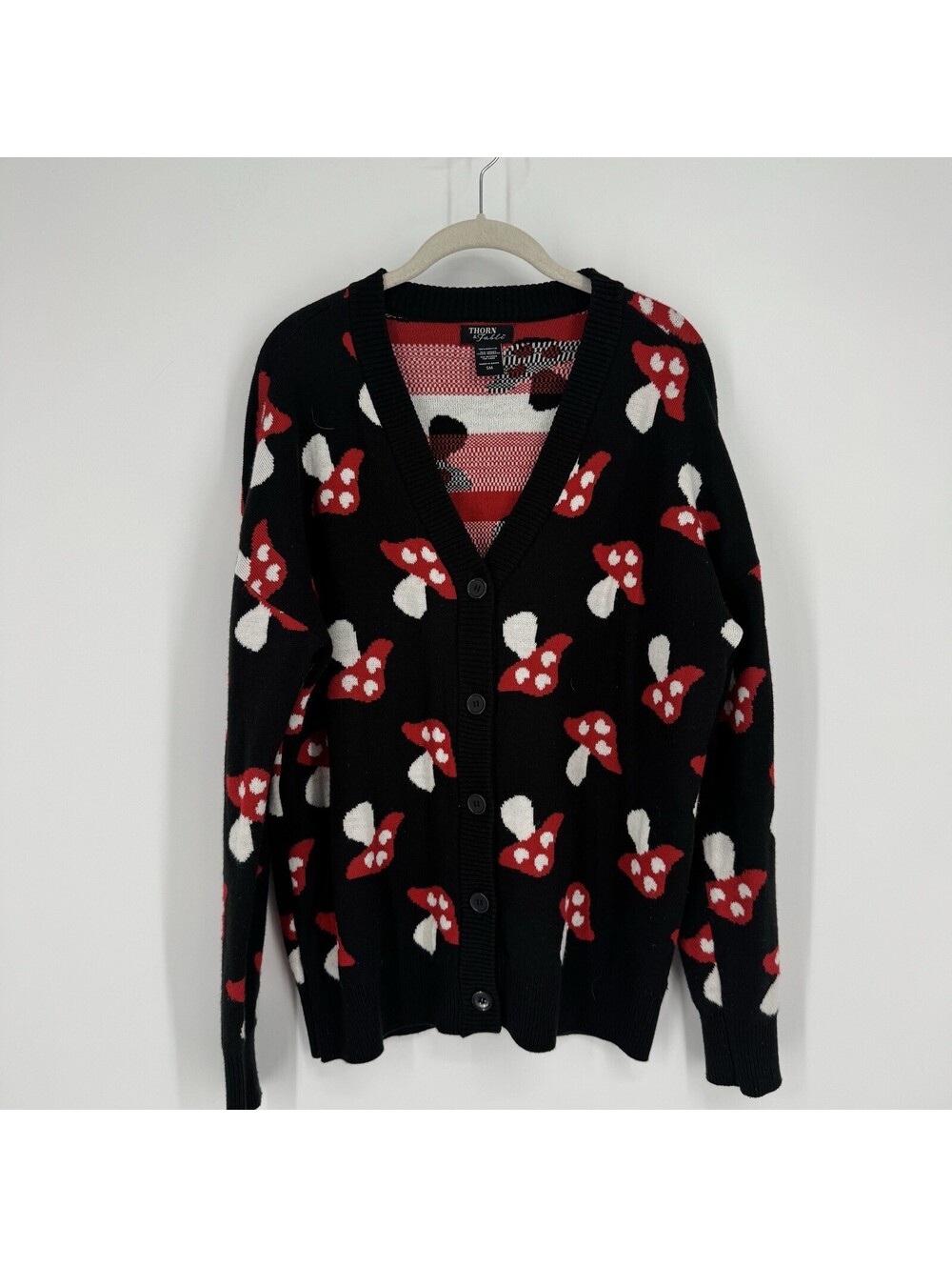Thorn & Fable sweater womens small S black mushroom cardigan forest fairy